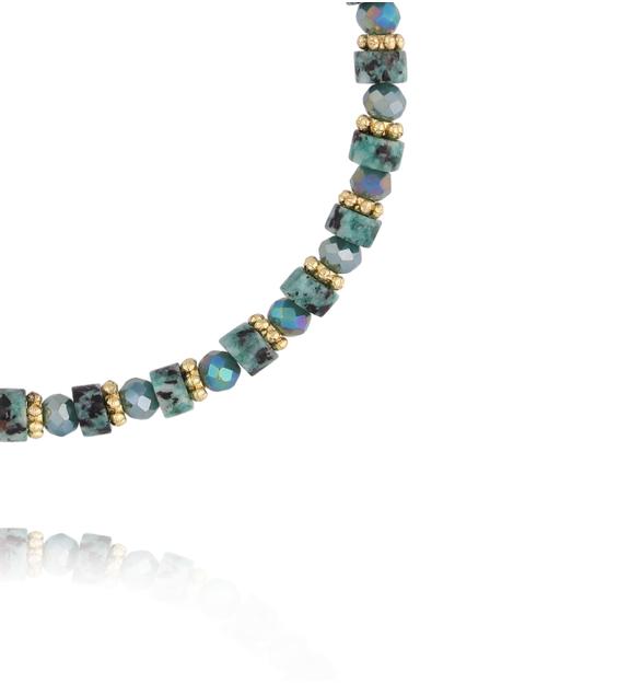 Bransoletka z turkusowego agatu i szklanych koralików BTW3626