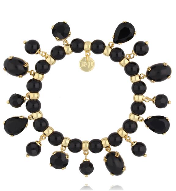 Bransoletka złota z czarnymi kryształkami BSS0266