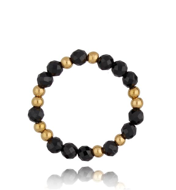 Pierścionek elastyczny czarny Trio PSC0272