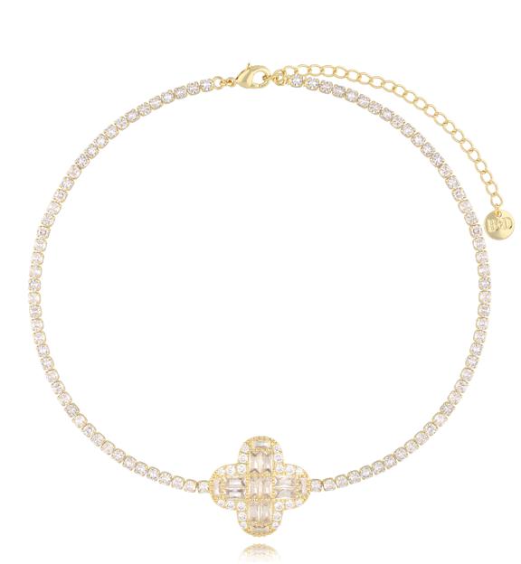 Naszyjnik złoty z kryształową koniczynką Cristal Clover NS0263