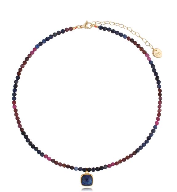 Naszyjnik z rubinami i szafirami Phaedra NTW0567