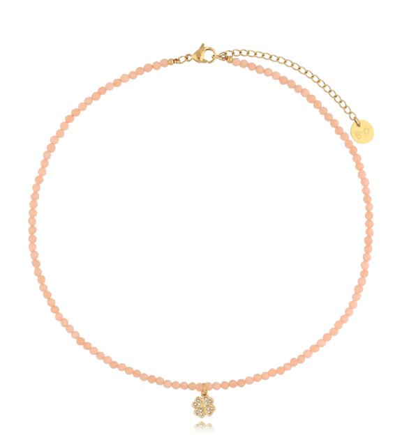 Naszyjnik brzoskwiniowy z koniczynką Alfdis NTW1166