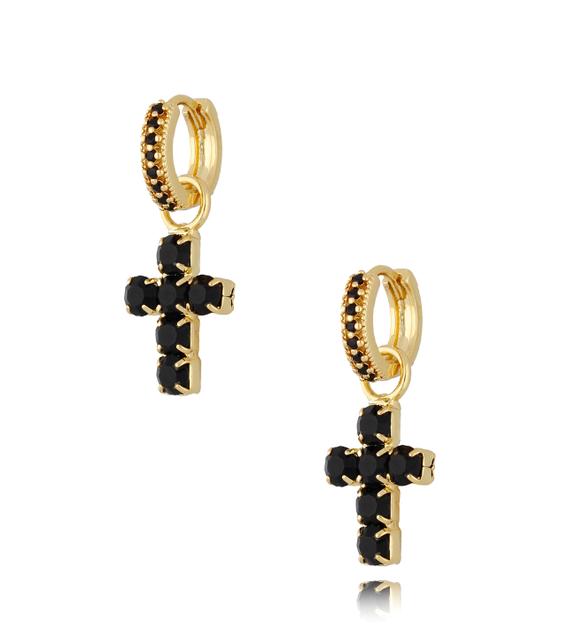 Kolczyki czarne krzyżyki Jade KRG0816