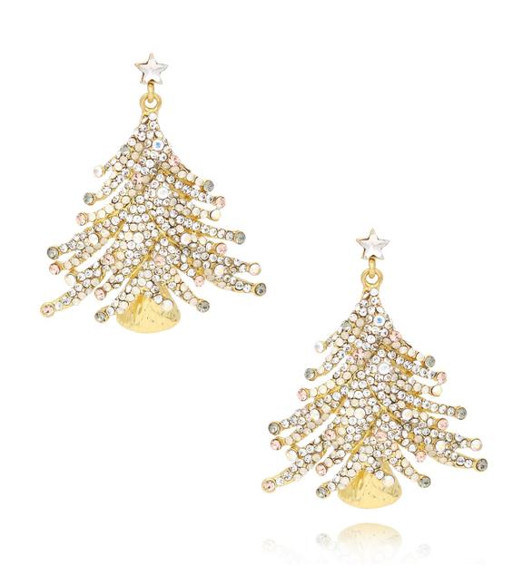Kolczyki złote choinki Christmas Tree KSS1744