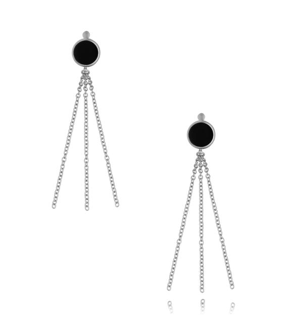 Kolczyki srebrne Black Circle KSA0676