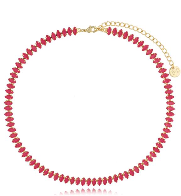 Naszyjnik z fuksjowymi kryształkami Honestly NS0096