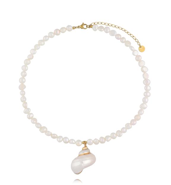 Naszyjnik z pereł z zawieszką z muszli NPA1481