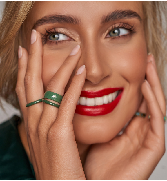 Obrączka z ceramiki zielona cienka Feminine PFE0051