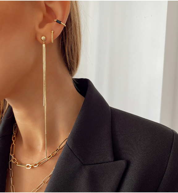 Kolczyki złote wiszące łańcuszki KRG0586