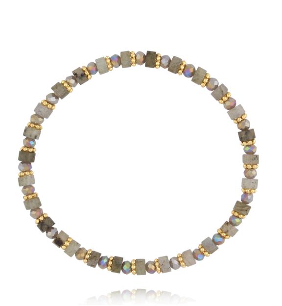 Bransoletka z labradorytu i szklanych koralików BTW3625