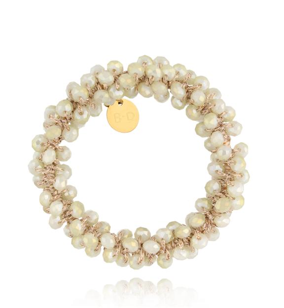 Gumka do włosów z kryształkami kremowa Luminous GWE0003