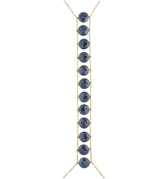 Naszyjnik na ciało z ciemnymi perłami body chain Trinidad NSA0731