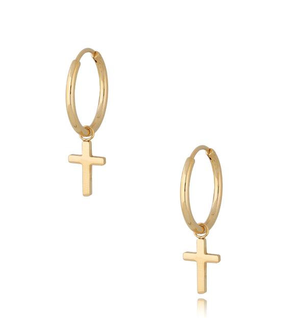 Kolczyki kółka złote z krzyżykami Gold Cross KSA0285