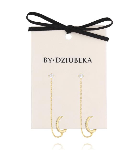 Kolczyki podwójne z łańcuszkiem i cyrkoniami KLT0032