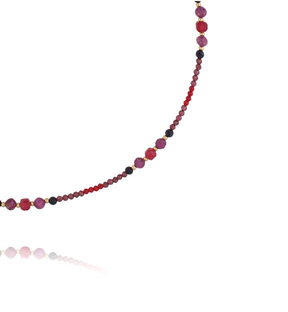 Naszyjnik bordowy z kamieniami naturalnymi NTW1579