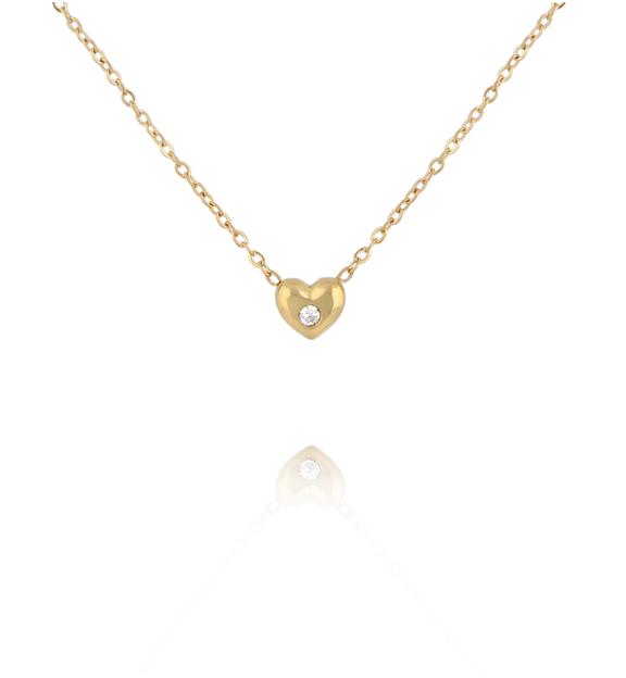 Naszyjnik z mini sercem i cyrkonią złoty NSY0764