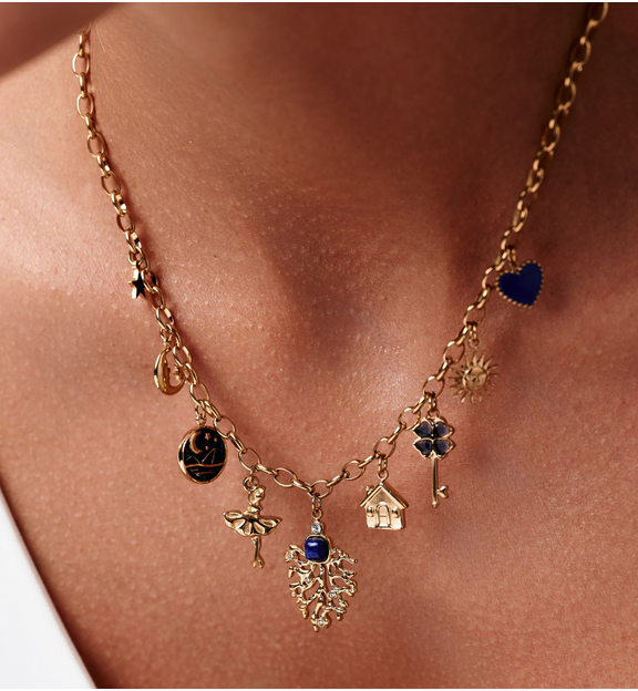 Naszyjnik ze złotymi zawieszkami NSY0733