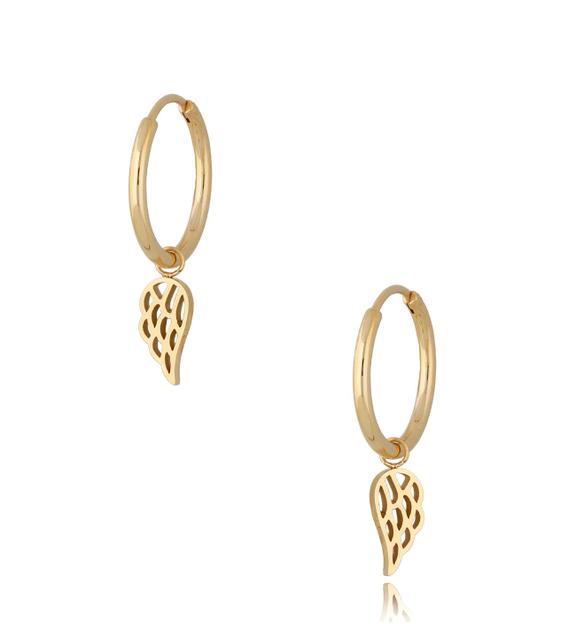 Kolczyki kółka złote ze skrzydałkami Gold Wings KSA0287