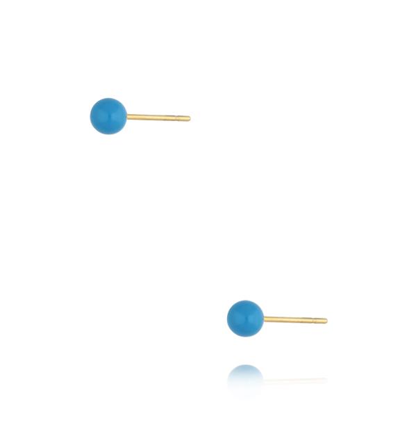 Kolczyki złote kulki z niebieską emalią 4 mm Enamel Balls KSA1438