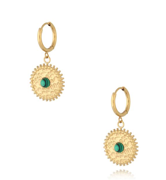 Kolczyki złote z malachitami Jung KSY0011