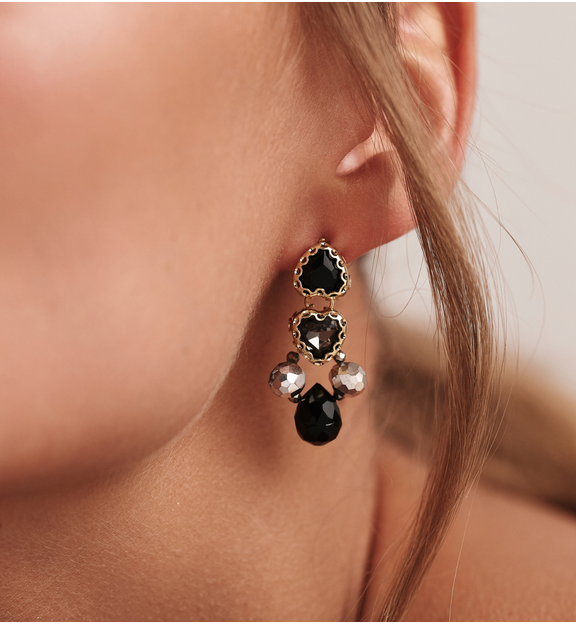 Kolczyki czarne z kryształami KGA0032