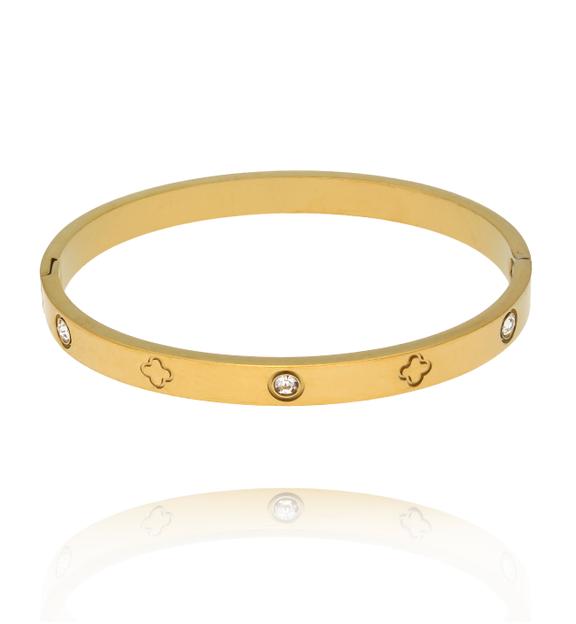 Bransoletka złota obręcz z cyrkoniami BSY0654