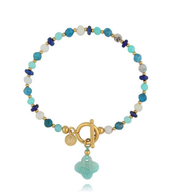 Zestaw bransoletek z kamieni naturalnych w odcieniach turkusu i błękitu ZN0206