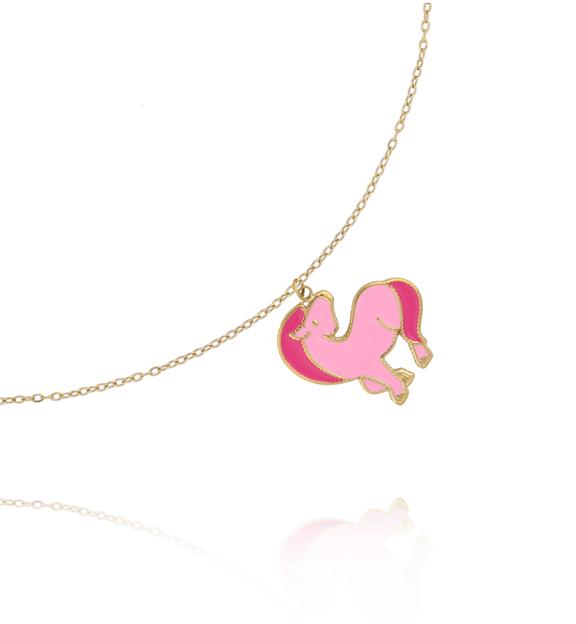 Naszyjnik z zawieszką różowego jednorożca NSY0824