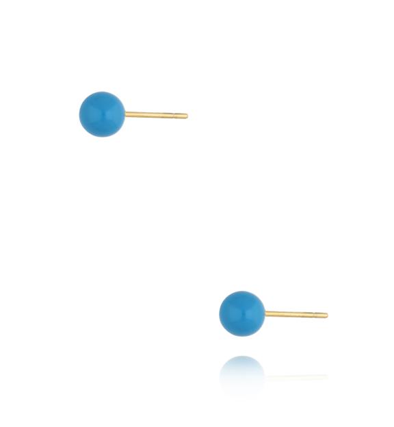 Kolczyki złote kulki z niebieską emalią 5 mm Enamel Balls KSA1439