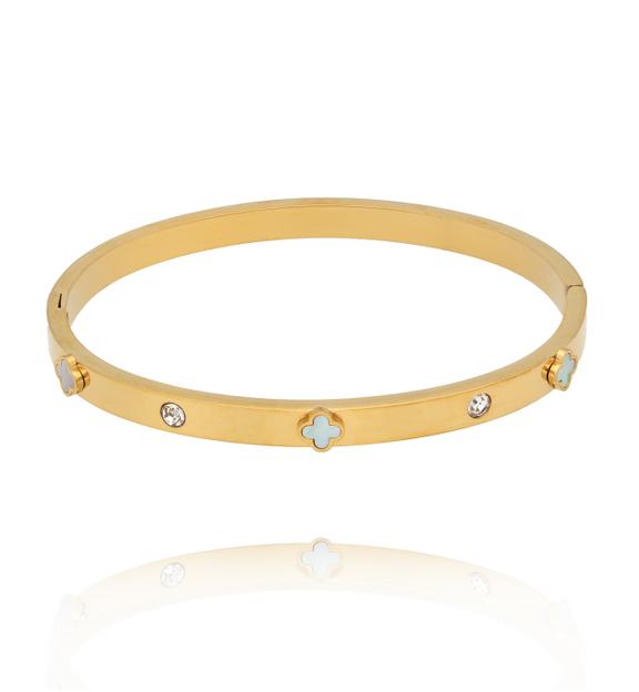 Bransoletka złota obręcz z cyrkoniami BSY0652