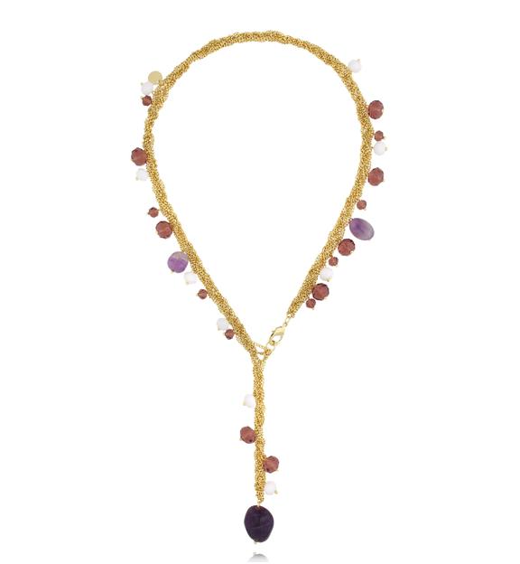 Naszyjnik złoty z ametystami NS0428