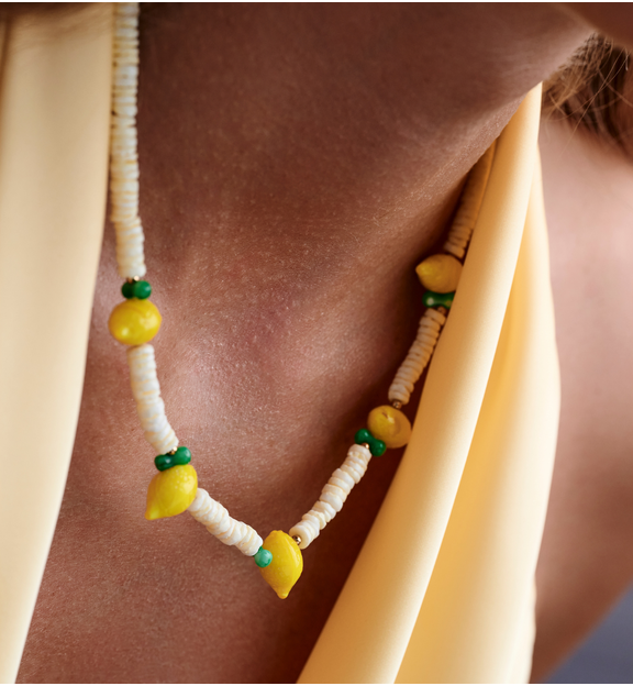 Naszyjnik z masy perłowej i cytrynkami NPA1480