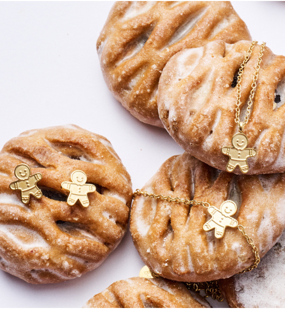 Zestaw świątecznej biżuterii ze złotymi pierniczkami ZN0059