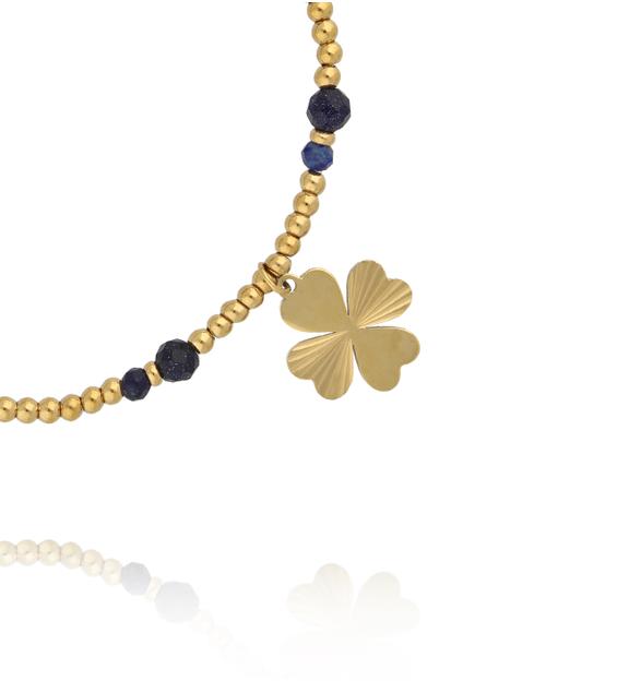 Bransoletka z lapisu lazuli z zawieszką koniczyny BTW3565