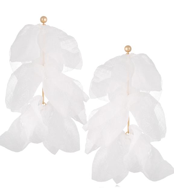 Kolczyki z szyfonu długie białe Peg KBL1506