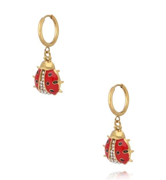 Kolczyki koła z zawieszką biedronką KSY0677