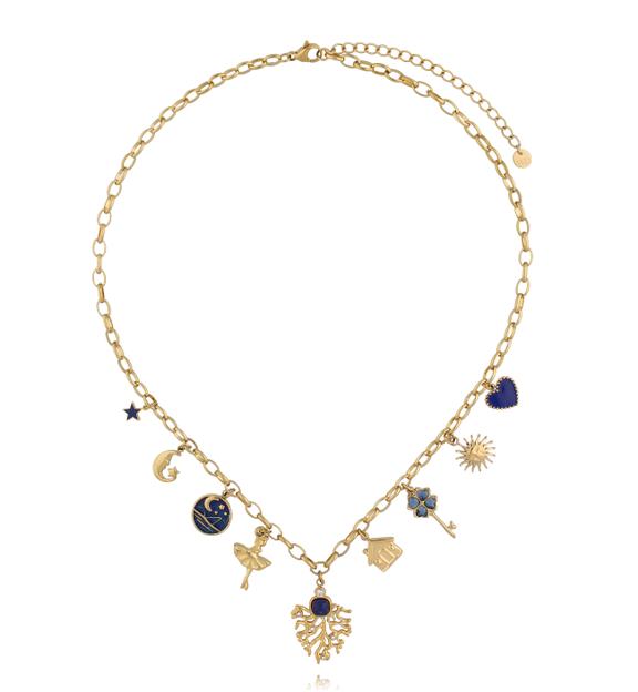 Naszyjnik ze złotymi zawieszkami NSY0733