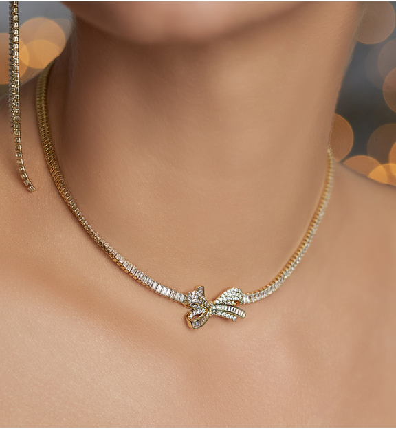 Naszyjnik złoty z kokardką Gold Bow NS0144