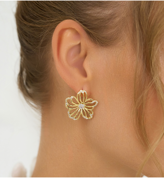 Kolczyki złote z kwiatkami Sunlit Blossom KRG1043