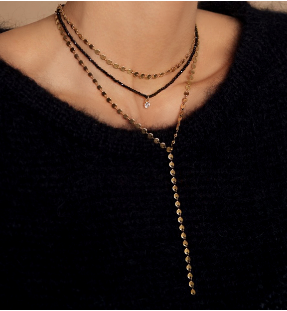 Naszyjnik ze stali szlachetnej pozłacany z krawatką Secret of Joy NSA0266