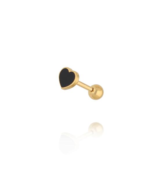 Kolczyk piercing czarne serce KSA2419