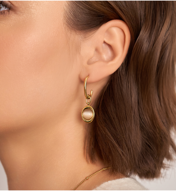 Kolczyki złote z szarym agatem Dazzle KSA1376