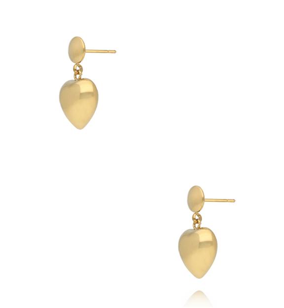 Kolczyki wiszące w kształcie serca złote KSY0621