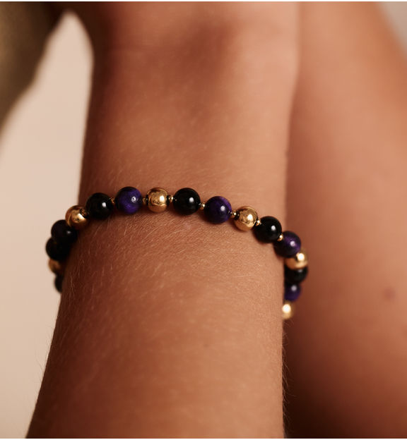 Bransoletka z agatami i tygrysim okiem BPA0516