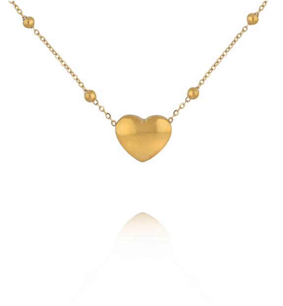 Naszyjnik z sercem i kuleczkami w kolorze złota NSY0916