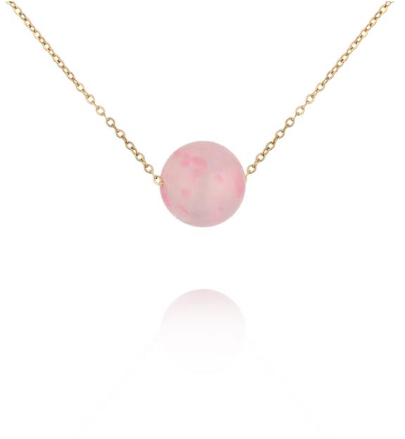 Naszyjnik z różowym agatem na delikatnym łańcuszku NLB0335