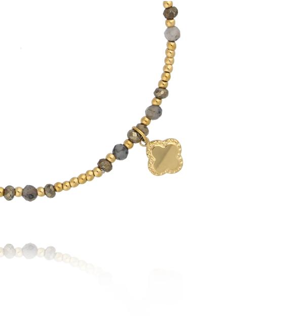 Bransoletka z labradorytami i koniczynką BTW3492