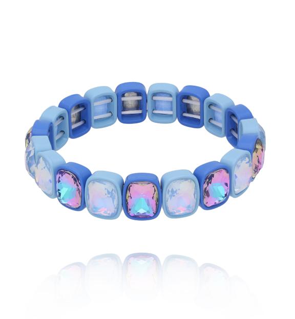 Bransoletka w odcieniach błękitu z opalizującymi kryształami BCR0055