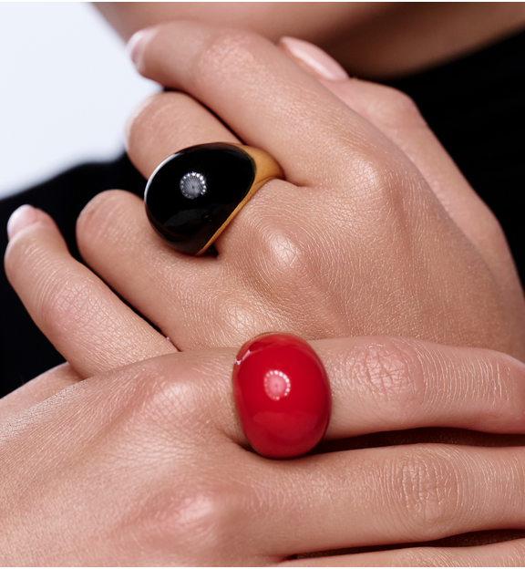 Pierścionek złoty z czerwoną emalią PSA1174