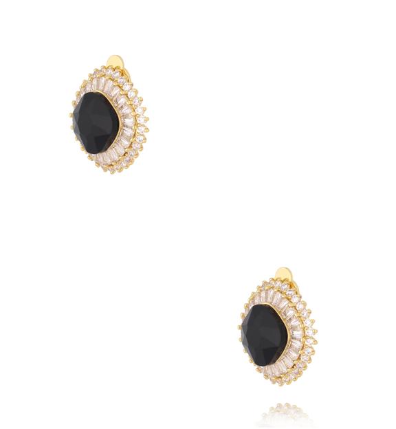 Klipsy z czarnymi i transparentnymi cyrkoniami KSS2236